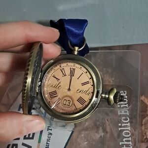 Taylor Swift Bronze Pocket Watch with Blue Ribbon